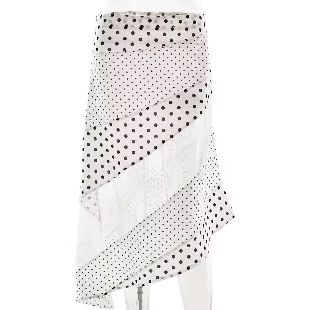 Other Vintage Patchwork Style Polka Dot Lace Skirt Size 28" / US 6 / IT 42 - 5 Thumbnail