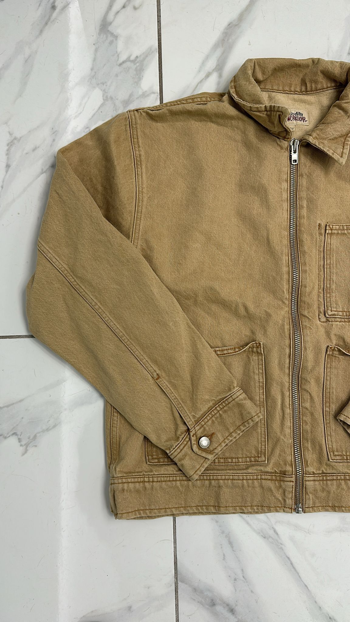 Stussy Stussy Denim Zip Work Jacket Sand Size L Size US L / EU 52-54 / 3 - 2 Thumbnail