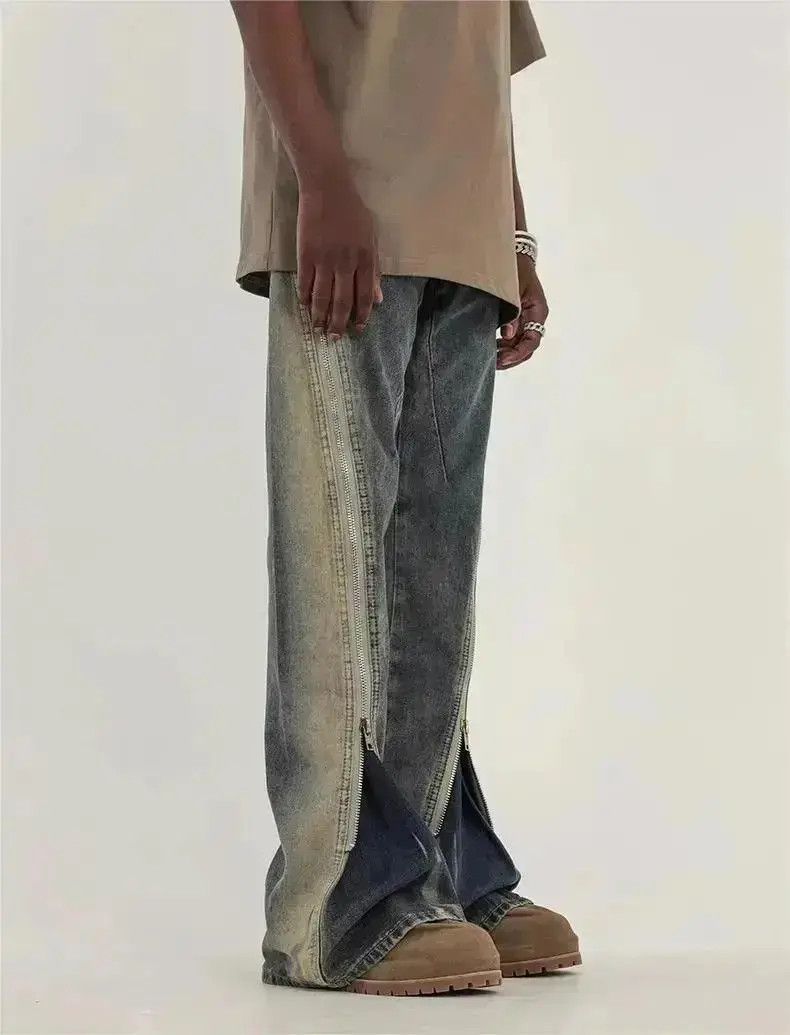 Japanese Brand Spliced zipper washed speaker jeans Size US 32 / EU 48 - 1 Thumbnail