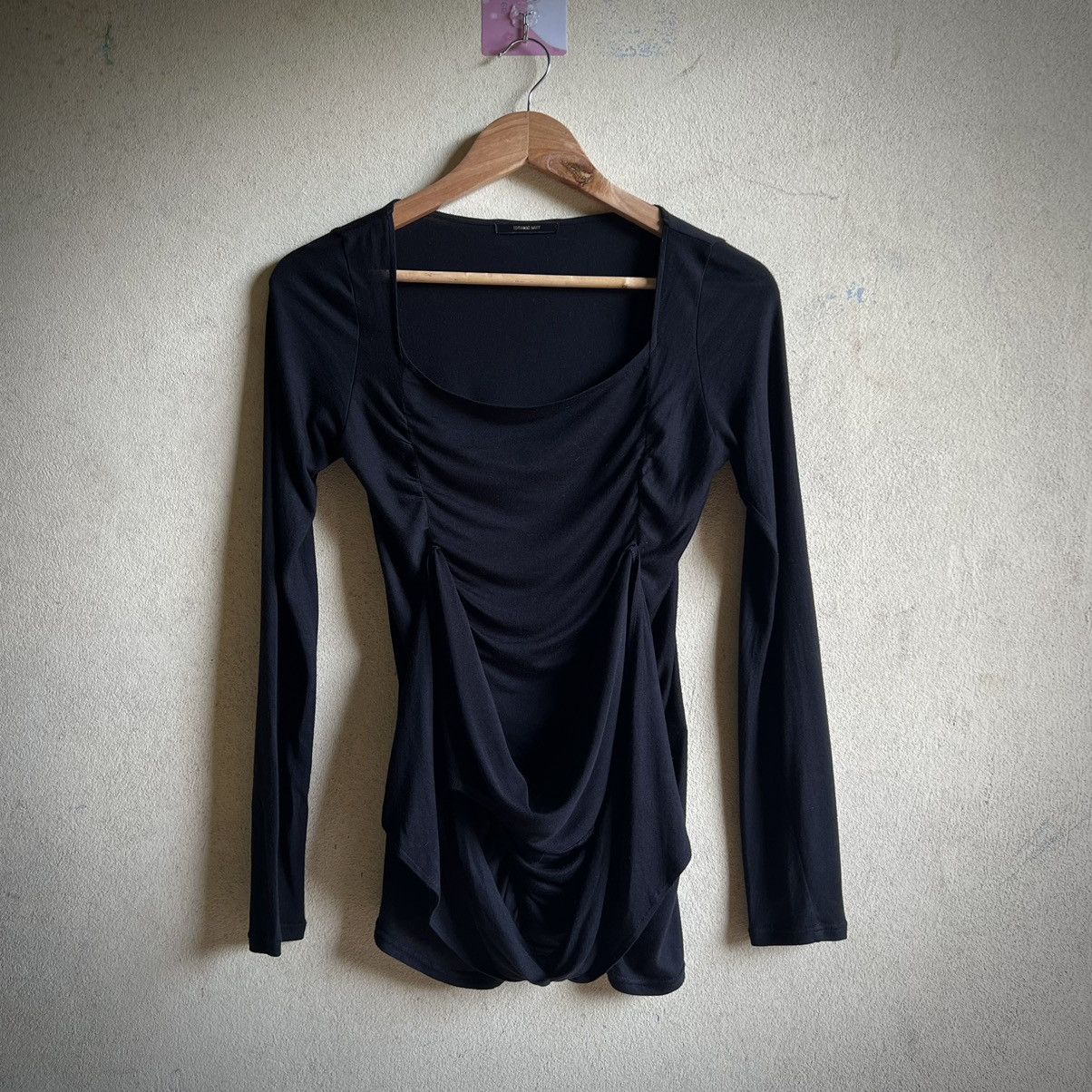 Tornado Mart Tornado Mart Black Draped Long Sleeve Top Early 2000s Size US XS / EU 42 / 0 - 6 Thumbnail