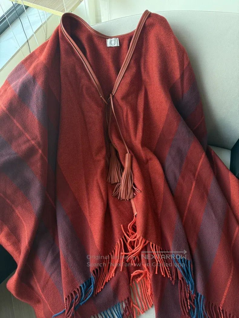 Hermes Hermes Horse riding cloak, red checkered, one size fits al Size ONE SIZE - 3 Thumbnail