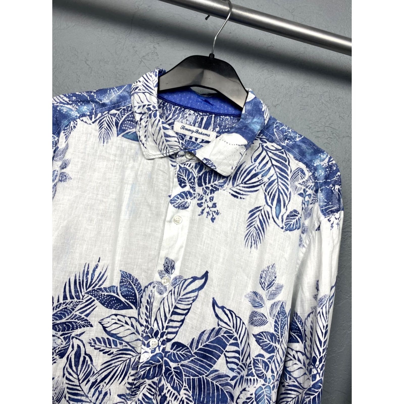 Tommy Bahama Tommy Bahama Linen Hawaiian Shirt Mens L Shirt Floral Pattern Long Sleeve Button-Up Blue Multicolor Old School Hawaiian Theme Mens Size L Size US L / EU 52-54 / 3 - 2 Thumbnail