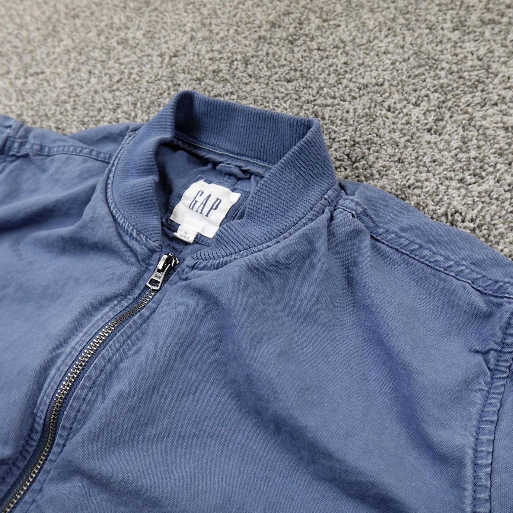Gap GAP Jacket Mens L Blue Linen Denim Chambray Full Zip Bomber Coat Casual Shirt? Size US L / EU 52-54 / 3 - 2 Thumbnail