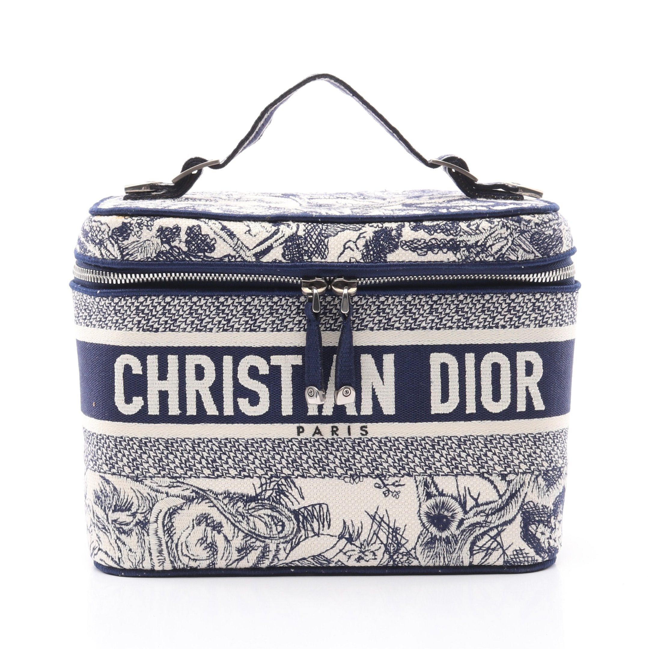 Dior Dior Diortravel Vanity Bag Canvas Off White Navy Size ONE SIZE - 1 Thumbnail
