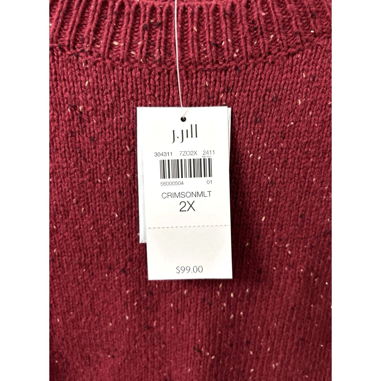 Vintage VINTAGE J Jill Sweater Womens 2X Red Tweed Knit Button Sleeve Cotton L/S NWT 9 MSRP Size XXL / US 16-18 / IT 52-54 - 5 Thumbnail