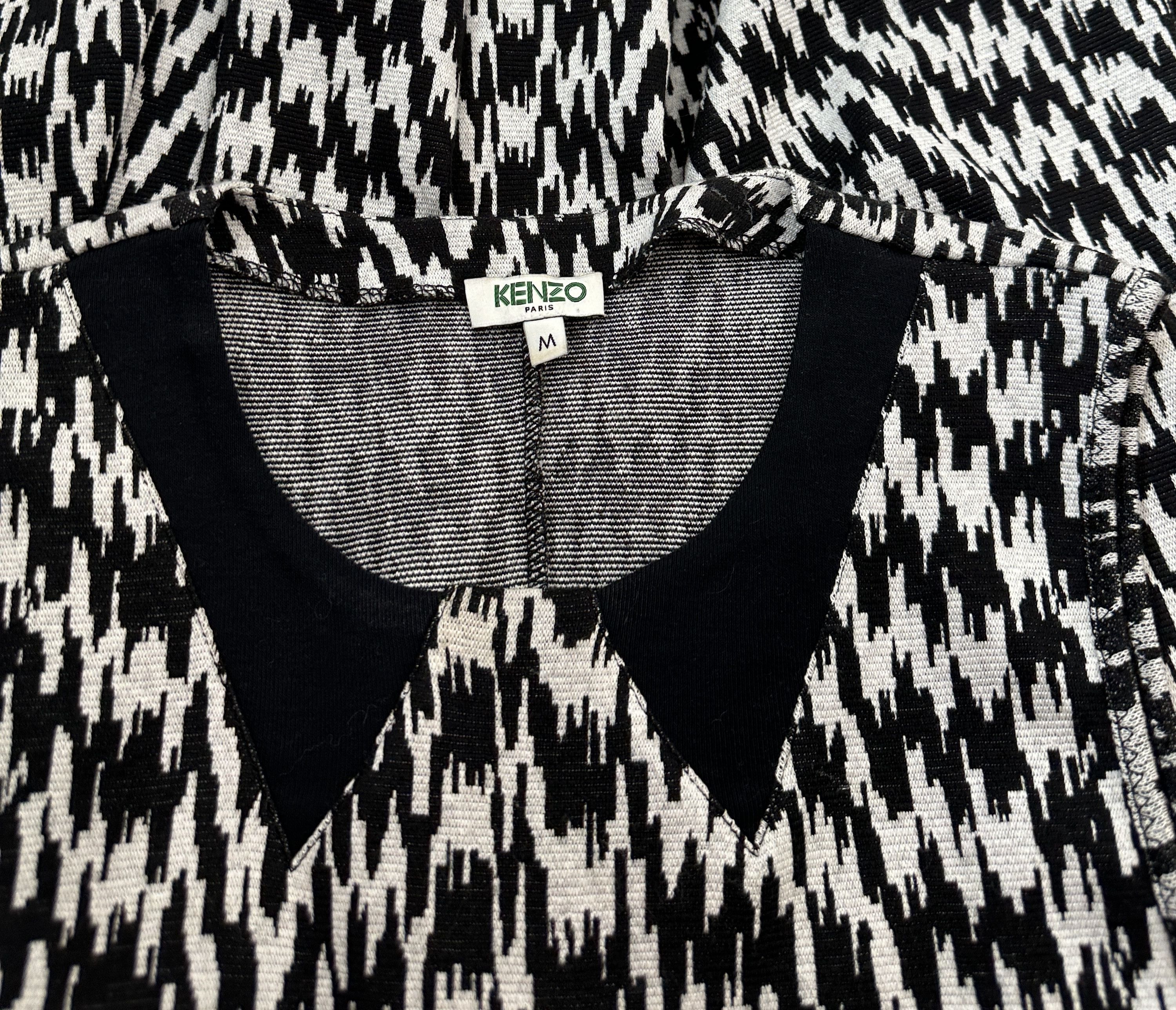 Black White Houndstooth Skater Knit Dress