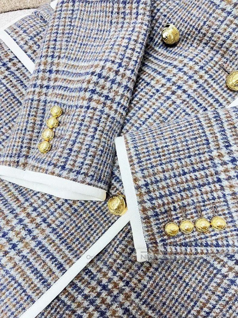 Thom Browne Thom Browne Autumn and Winter Thin Plaid Long Coat with Wh Size S / US 4 / IT 40 - 4 Thumbnail