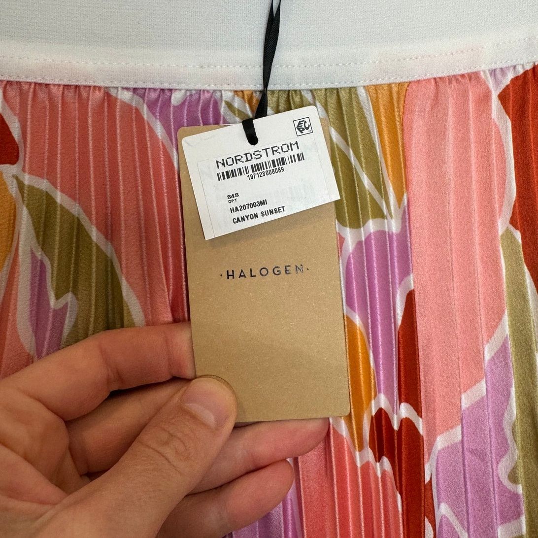 Nordstrom NWT HALOGEN Nordstrom Double Slit Pleat Skirt Canyon Sunset Size 26" / US 2 / IT 38 - 4 Thumbnail