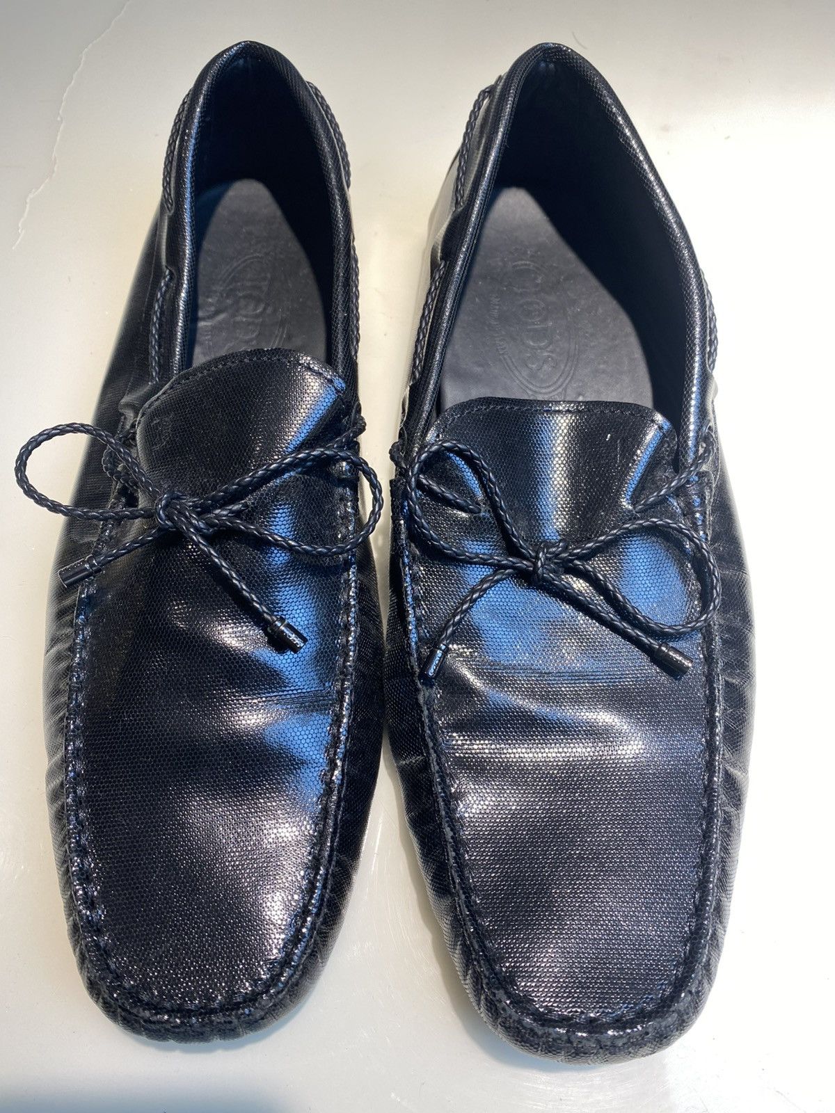 Tod's TODS TEXTURED LEATHER BOW LOAFERS Size US 10.5 / EU 43-44 - 3 Thumbnail