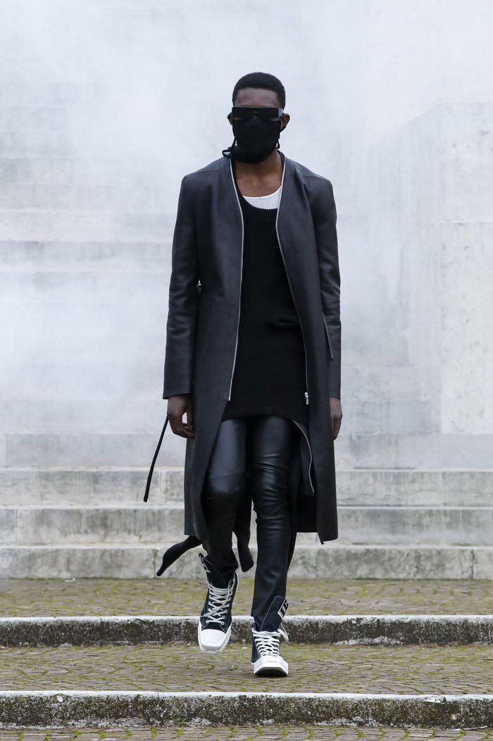 image of Rick Owens Leather Klaus Coat - F/w 2021 Runway Gethsemane in Black, Men's (Size Medium)