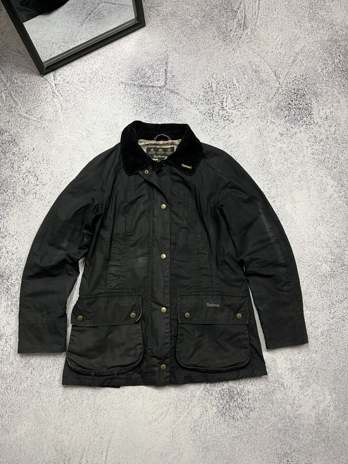 Barbour Vintage Barbour Print Beadnell Waxed Jacket Size UK 10 Rare Size M / US 6-8 / IT 42-44 - 4 Thumbnail