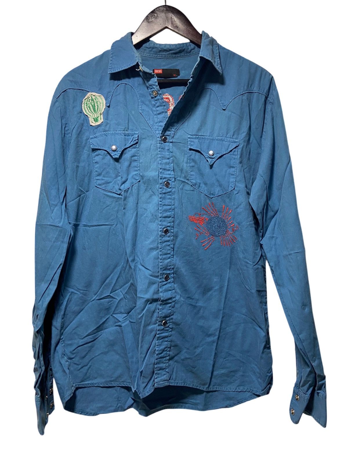 Diesel Vintage Diesel Western Pearl Snap Crazy Needle Shirt Size L Size US L / EU 52-54 / 3 - 3 Thumbnail