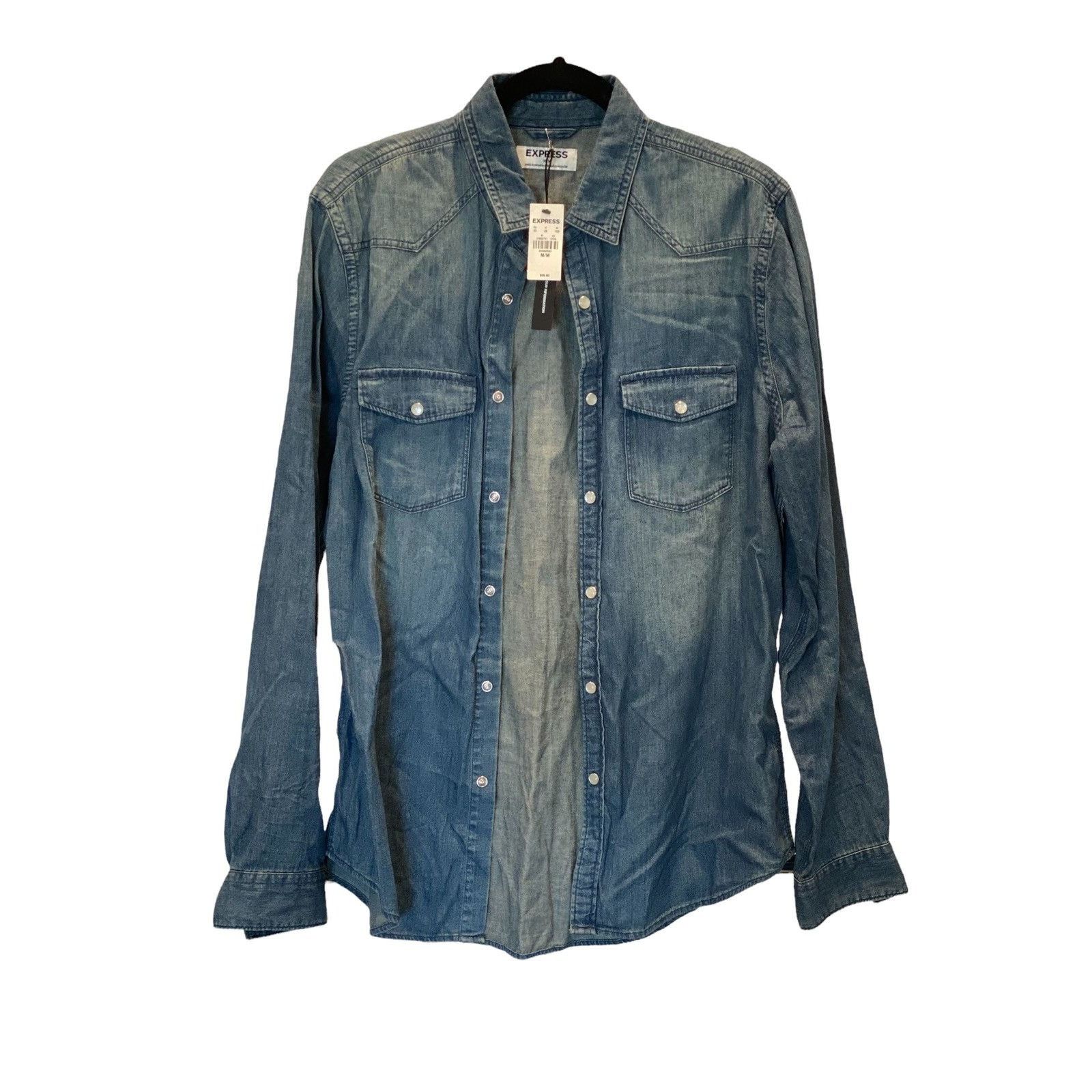 Express Express Denim Botton Up Medium NWT Size US M / EU 48-50 / 2 - 1 Thumbnail