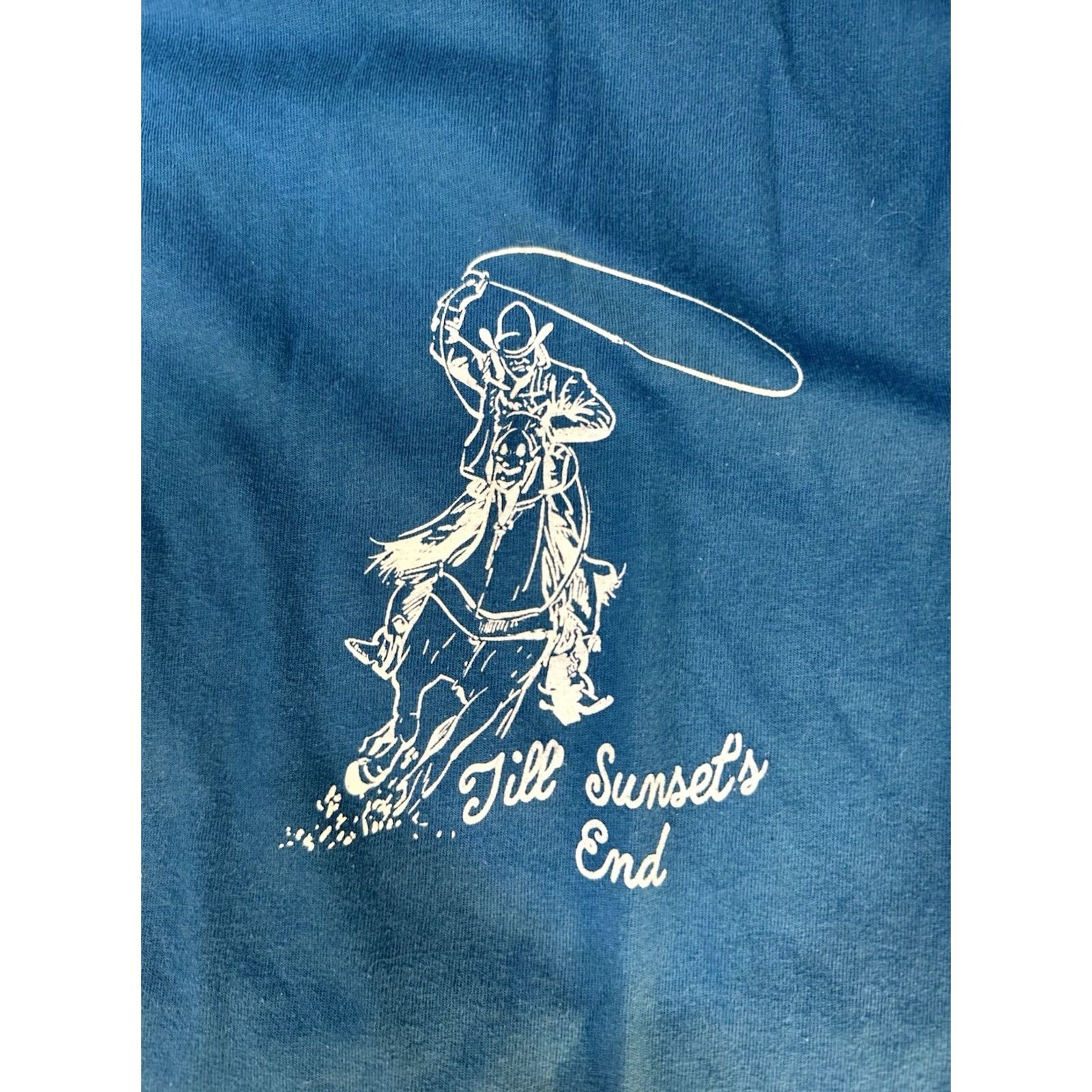 Forever 21 FOREVER 21 T-Shirt Men’s L Western Jill Sunset’s End Graphic Teal Blue Cowboy Back Graphic Casual Crew Neck Short Sleeve Size US L / EU 52-54 / 3 - 2 Thumbnail