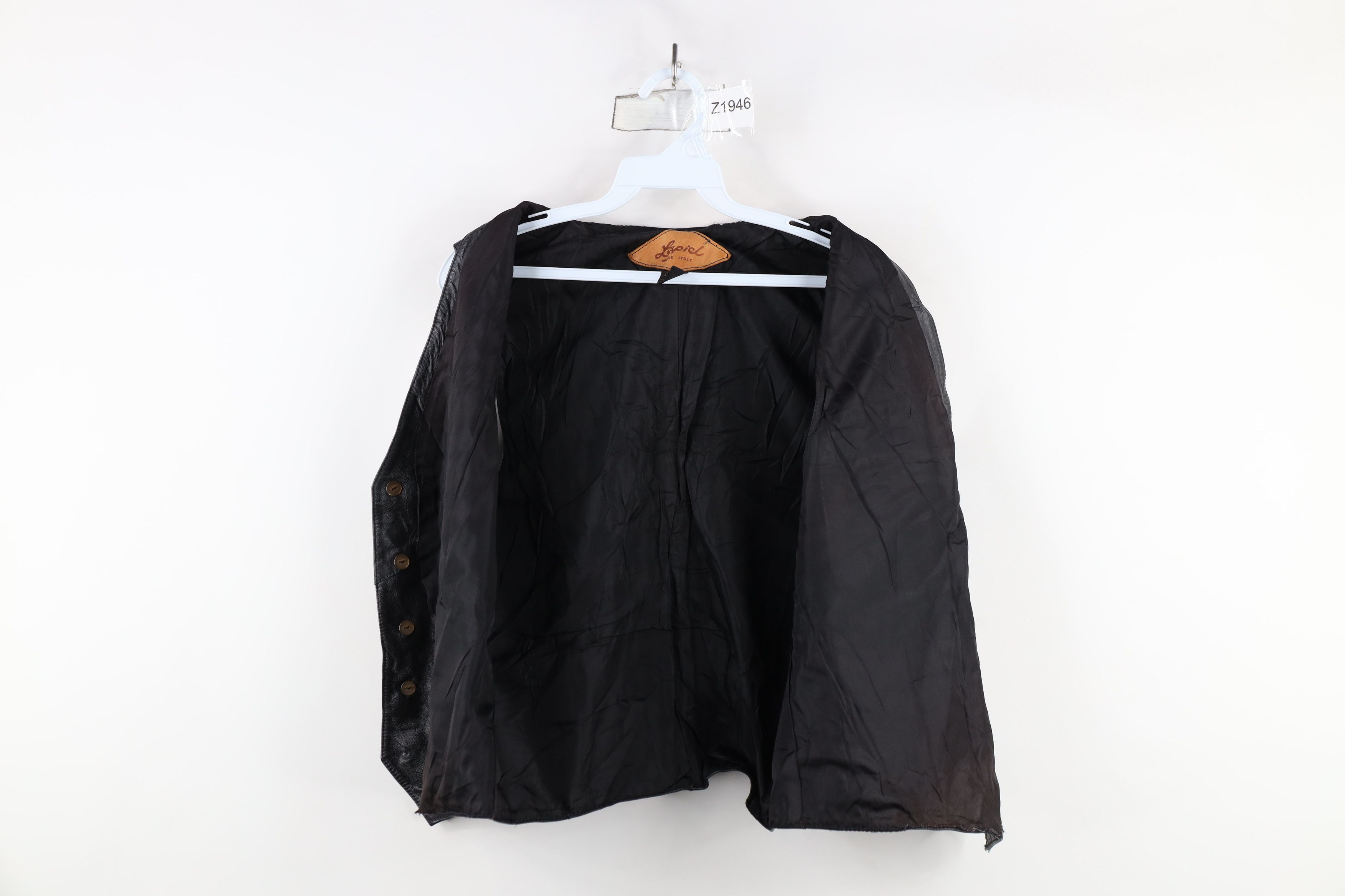 Vintage Vintage 60s 70s Streetwear Leather Button Vest Jacket Black Size US XL / EU 56 / 4 - 11 Thumbnail