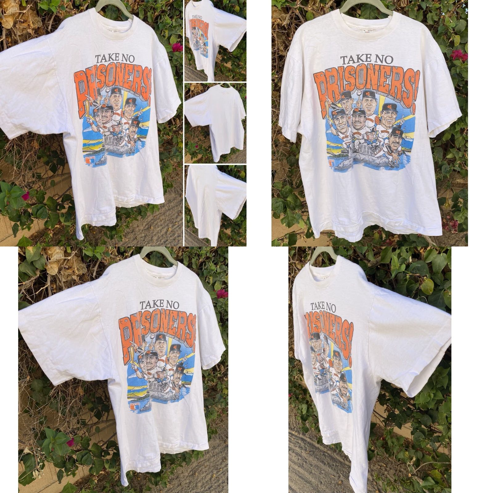 Fruit Of The Loom VINTAGE Fruit of the Loom T-Shirt San Francisco Giants Caricature White XL Mens Short Sleeve Graphic Print Sports California 1980s 1990s Size US XL / EU 56 / 4 - 9 Thumbnail