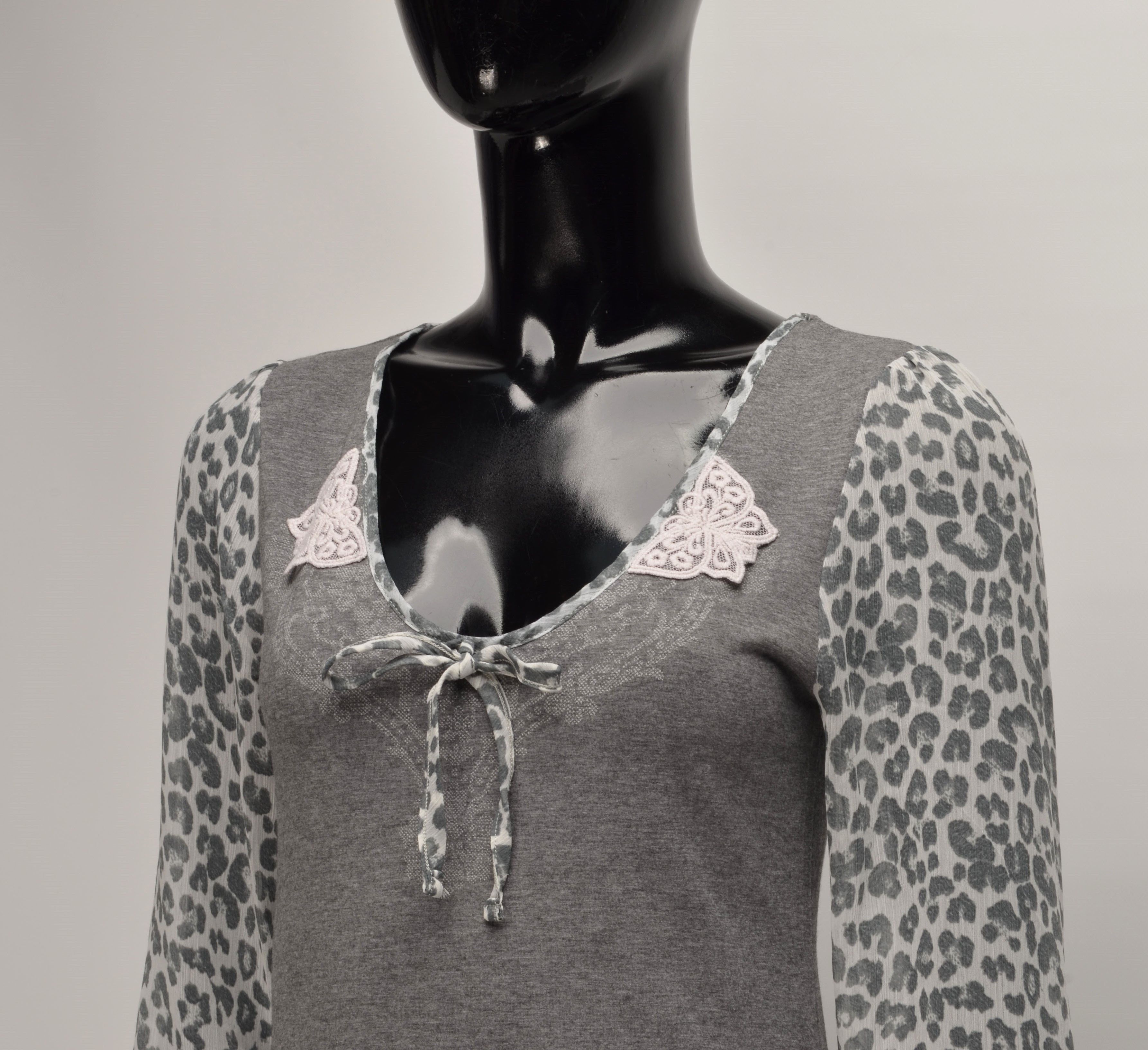 Designer × Vintage Vive Maria Mesh Leopard Sleeves Gray Y2K Coquette Dress Size S / US 4 / IT 40 - 2 Thumbnail