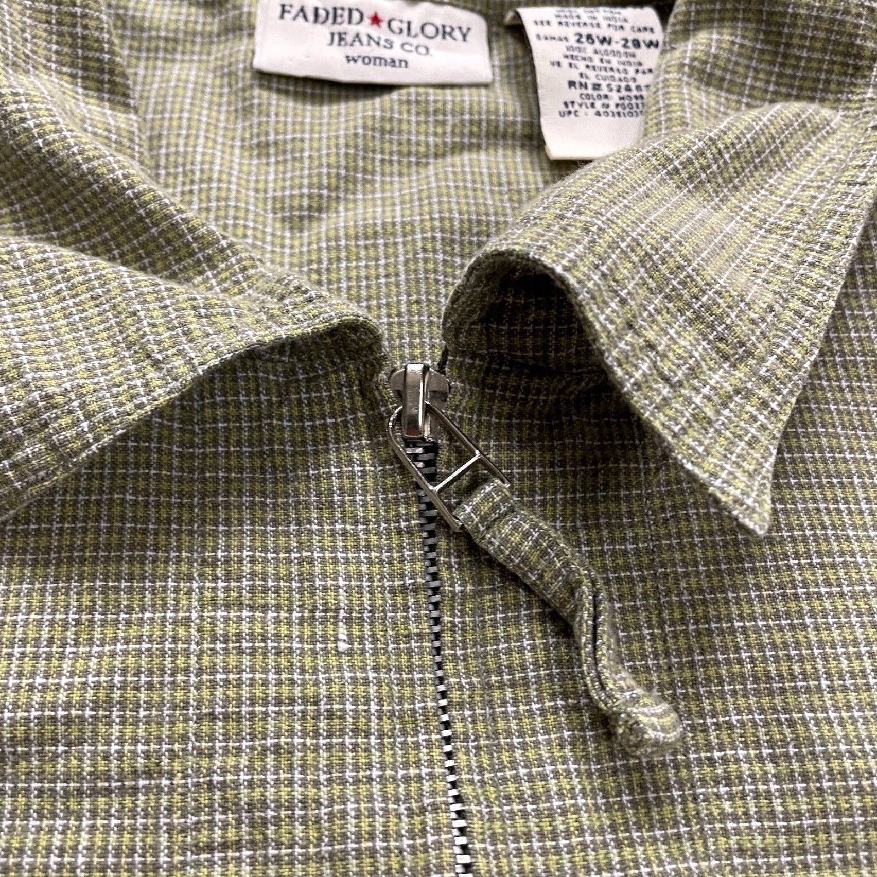 Faded Glory Faded Glory Full Zip Blouse Shirt Womens 28W Green Plaid Cotton Short Sleeve Size 4XL / US 24-26 - 4 Thumbnail