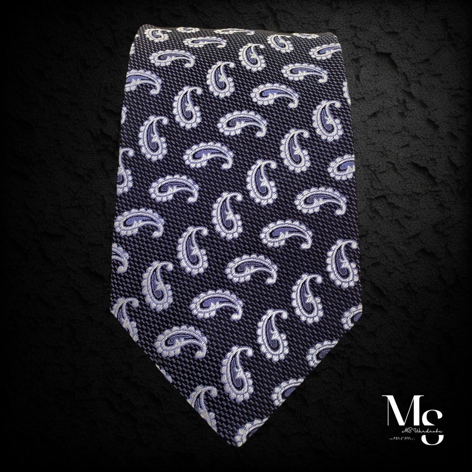 Serica SERICA Gray Paisley Silk Tie In Made Italy W: 3.5" EX COND Size ONE SIZE - 4 Thumbnail