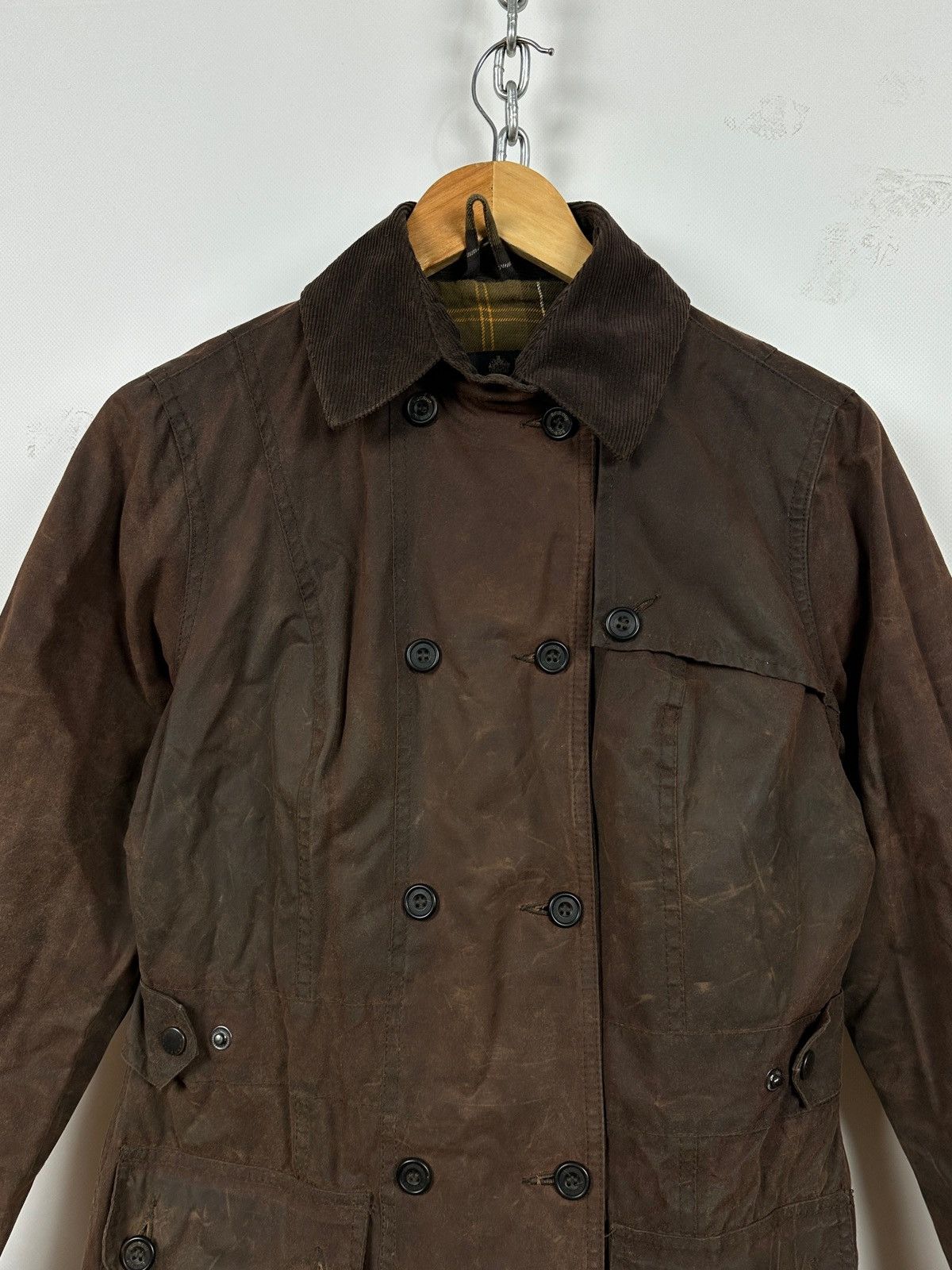 Barbour Double Breasted Brown Waxed Coat Jacket