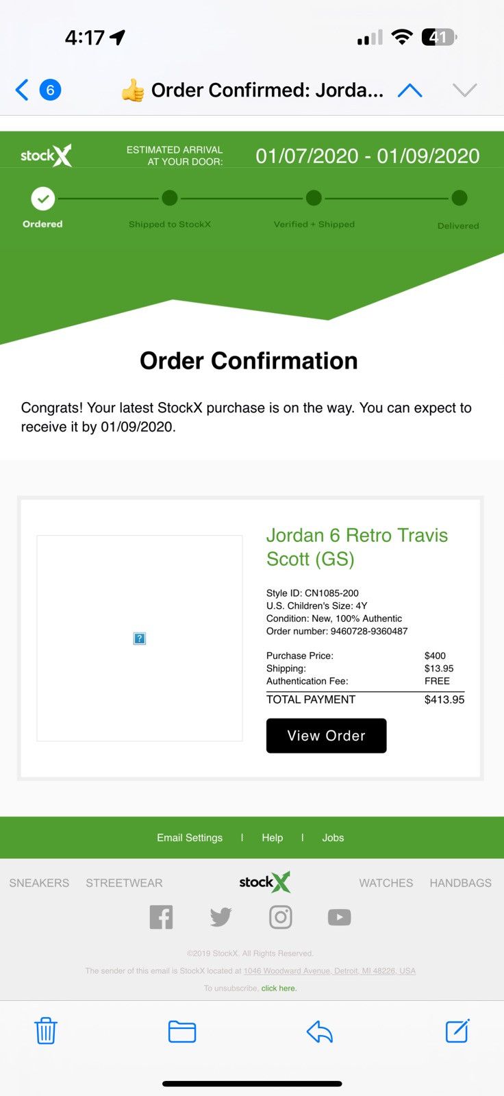 Nike × Travis Scott Travis Scott x Air jordan 6 retro Size US 5 / EU 37 - 7 Thumbnail