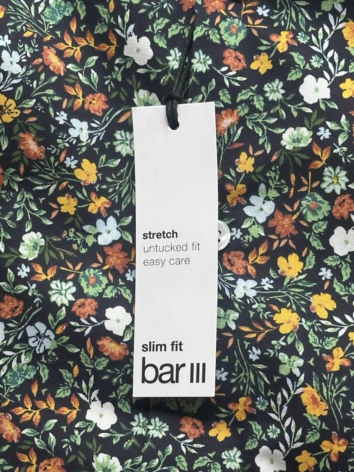 Bar III Bar III Easy Care Slim Fit Floral Pattern Button Down Small Size US S / EU 44-46 / 1 - 7 Thumbnail