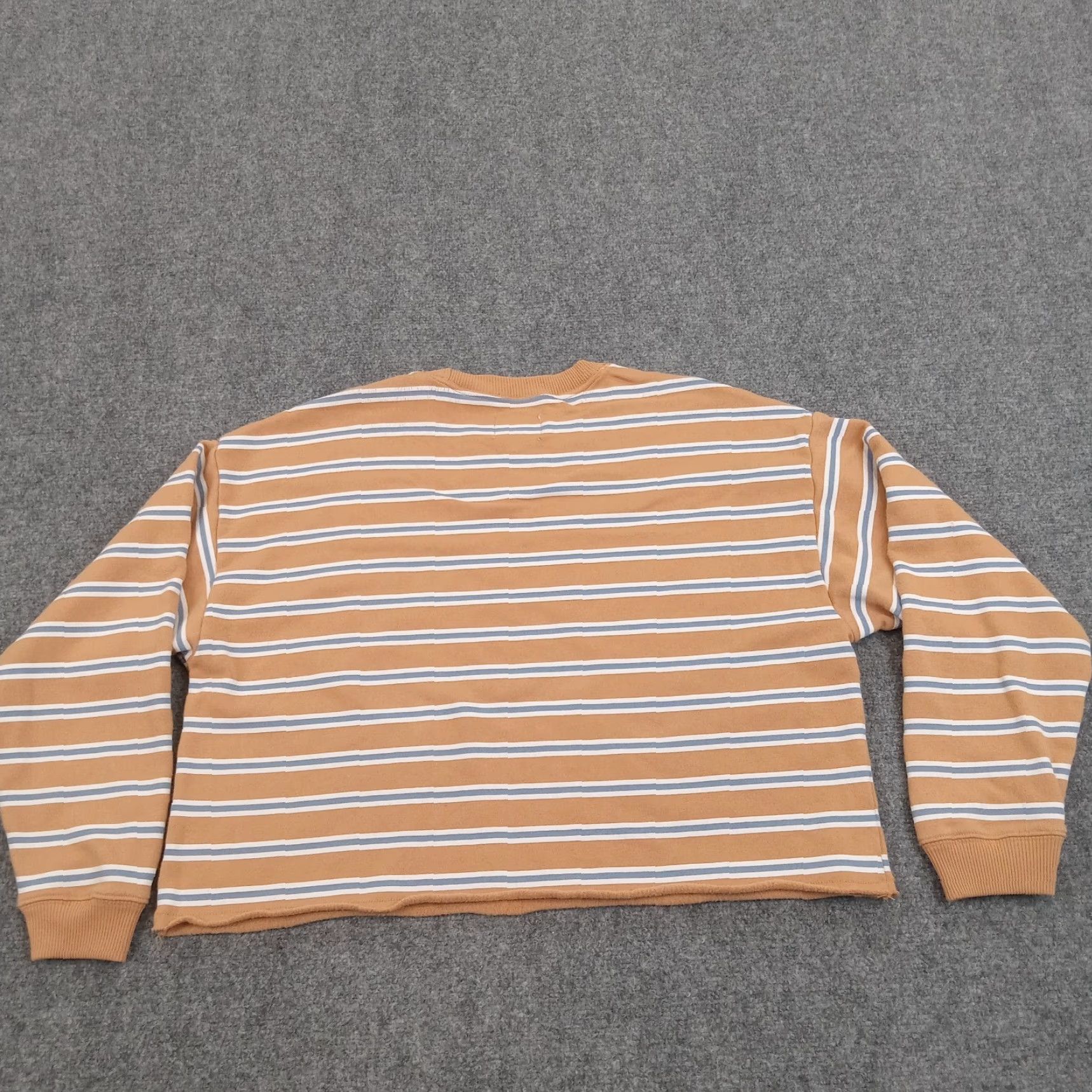 American Eagle Outfitters American Eagle Cropped Sweatshirt Womens Medium Orange Blue Striped Long Sleeve Oversized Easy Care Fall Spring Summer Winter Size M / US 6-8 / IT 42-44 - 7 Thumbnail