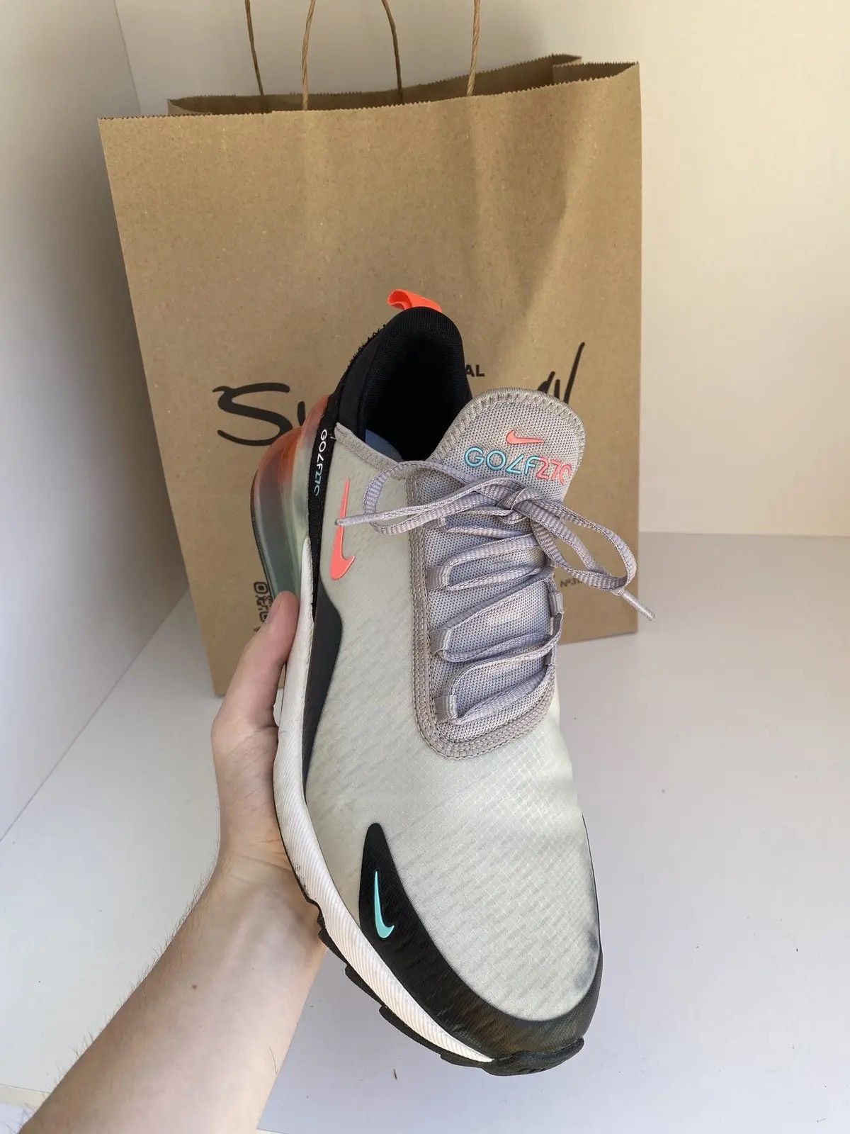 Nike × Vintage NIKE AIR MAX 270 G GOLF CLEAT ATMOSPHERE GREY-HOT PUNCH Size US 10 / EU 43 - 4 Thumbnail