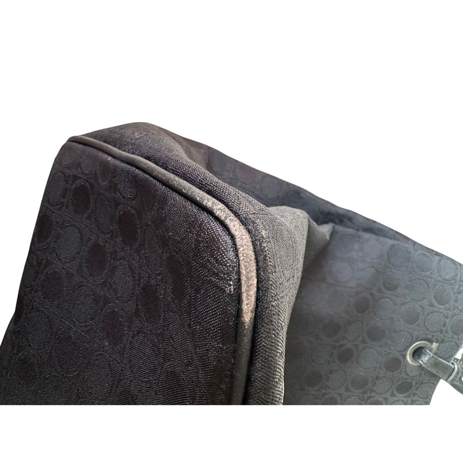 Salvatore Ferragamo Salvatore Ferragamo Black Gancini Canvas w Leather Tote Bag Size ONE SIZE - 15 Thumbnail