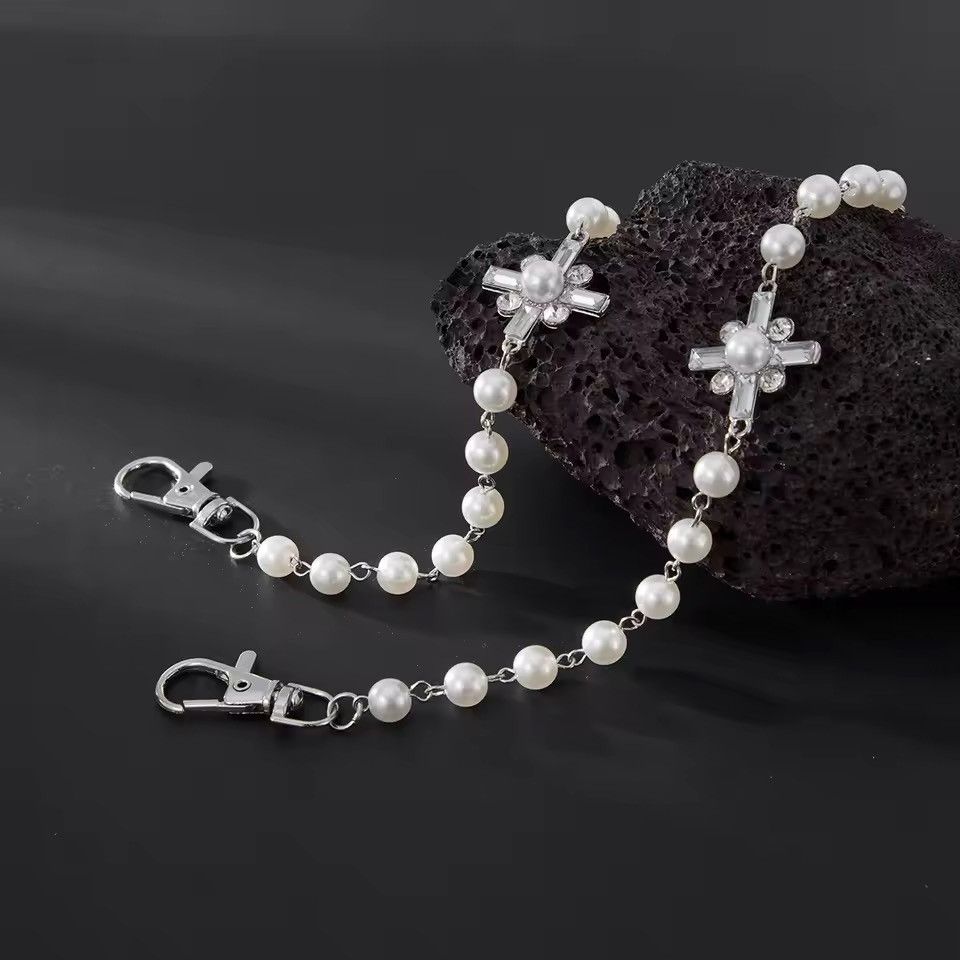 Jewelry Streetwear Rhinestone Pearl Punk Gothic Pants Keychain Size ONE SIZE - 7 Thumbnail
