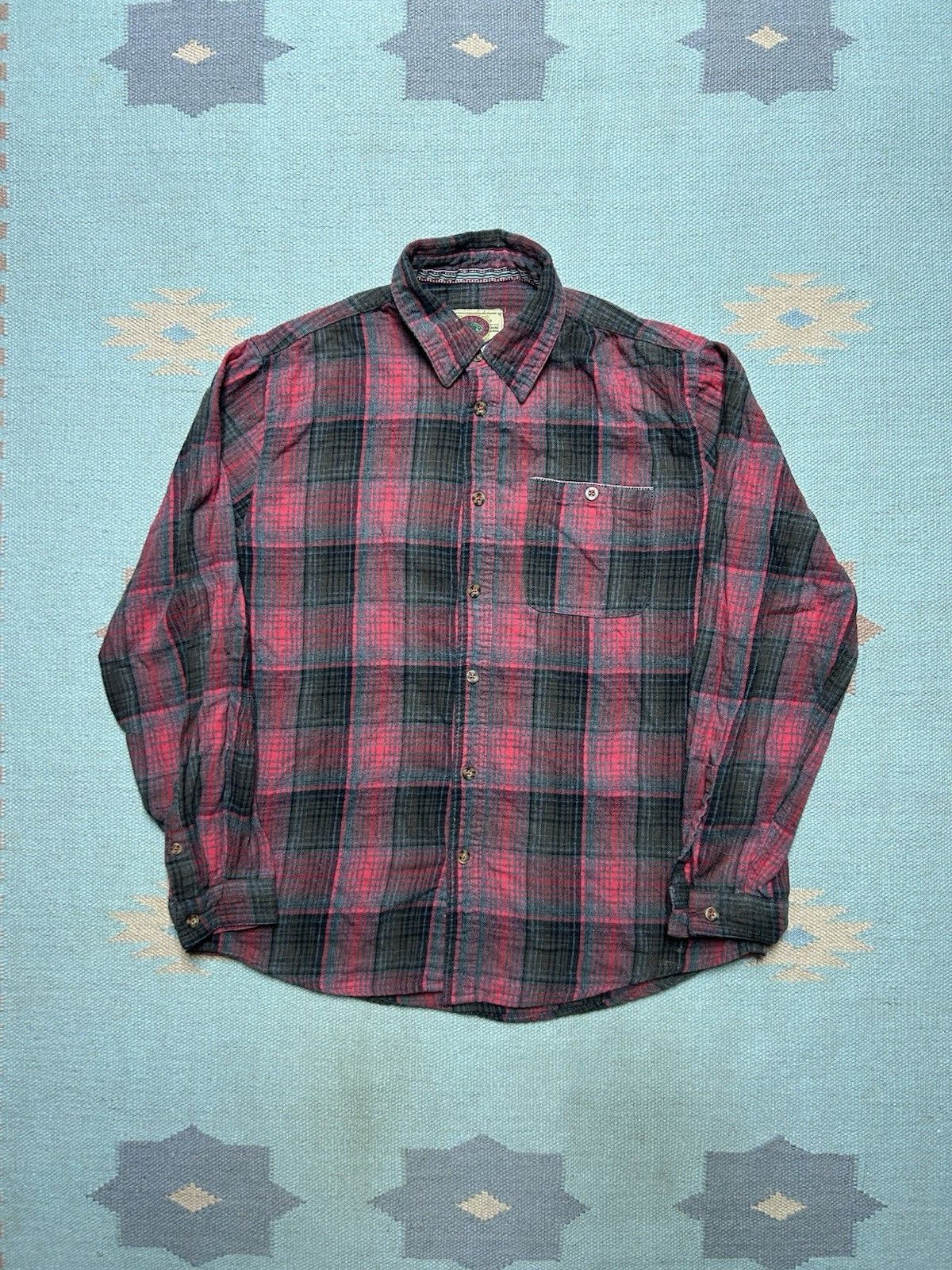 Vintage Boston traders flannel shirt shadow plaid brushed cotton L Size US L / EU 52-54 / 3 - 1 Thumbnail