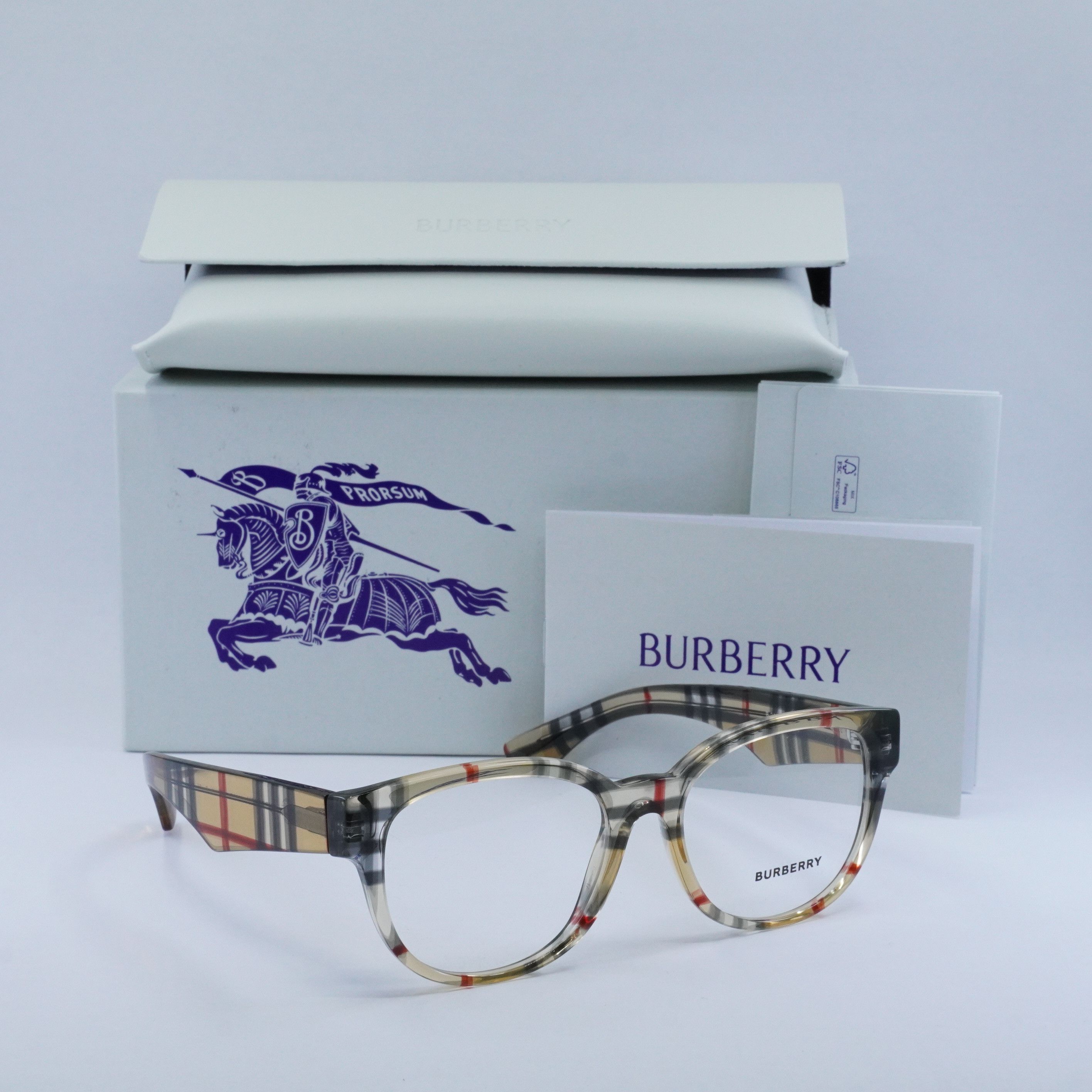 Burberry Burberry BE2410 4122 Eyeglasses Vintage Check 51mm Cat Eye Size ONE SIZE - 10 Thumbnail
