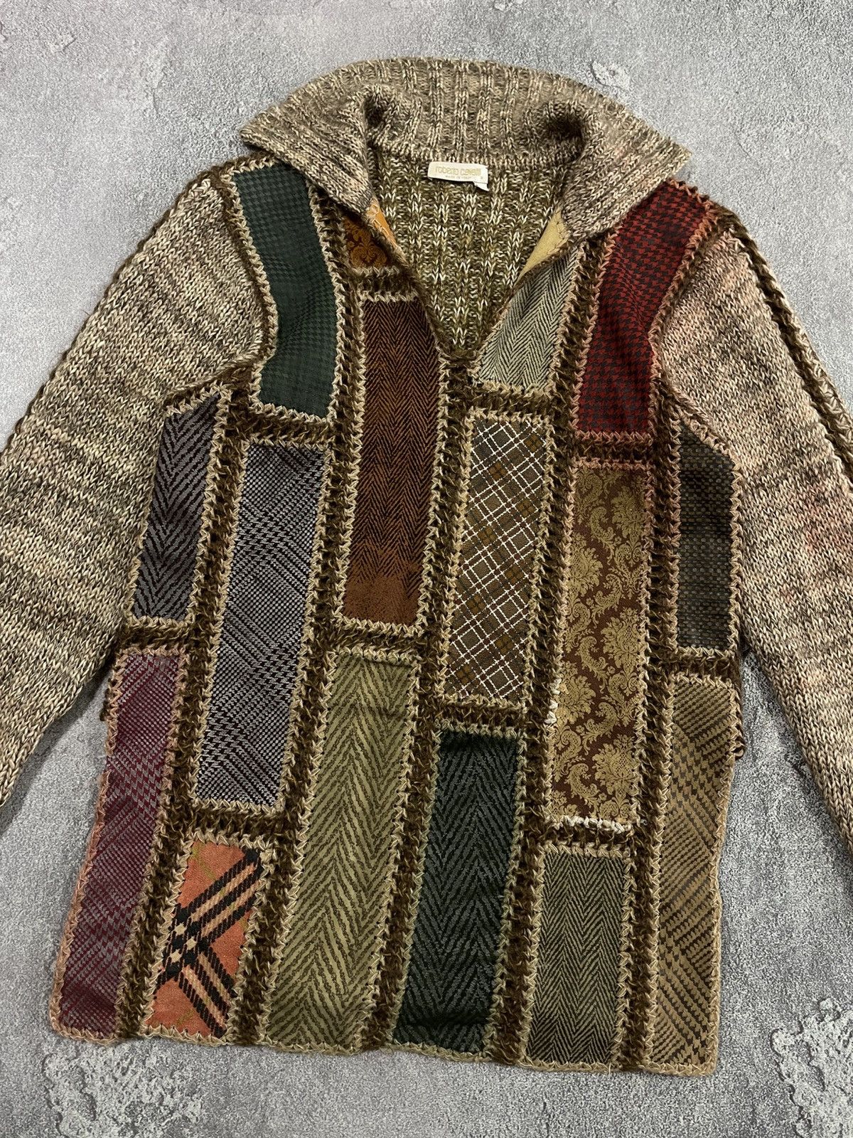 Roberto Cavalli Rare Roberto Cavalli Patchwork Leather Mohair Knit Sweater Size M / US 6-8 / IT 42-44 - 5 Thumbnail
