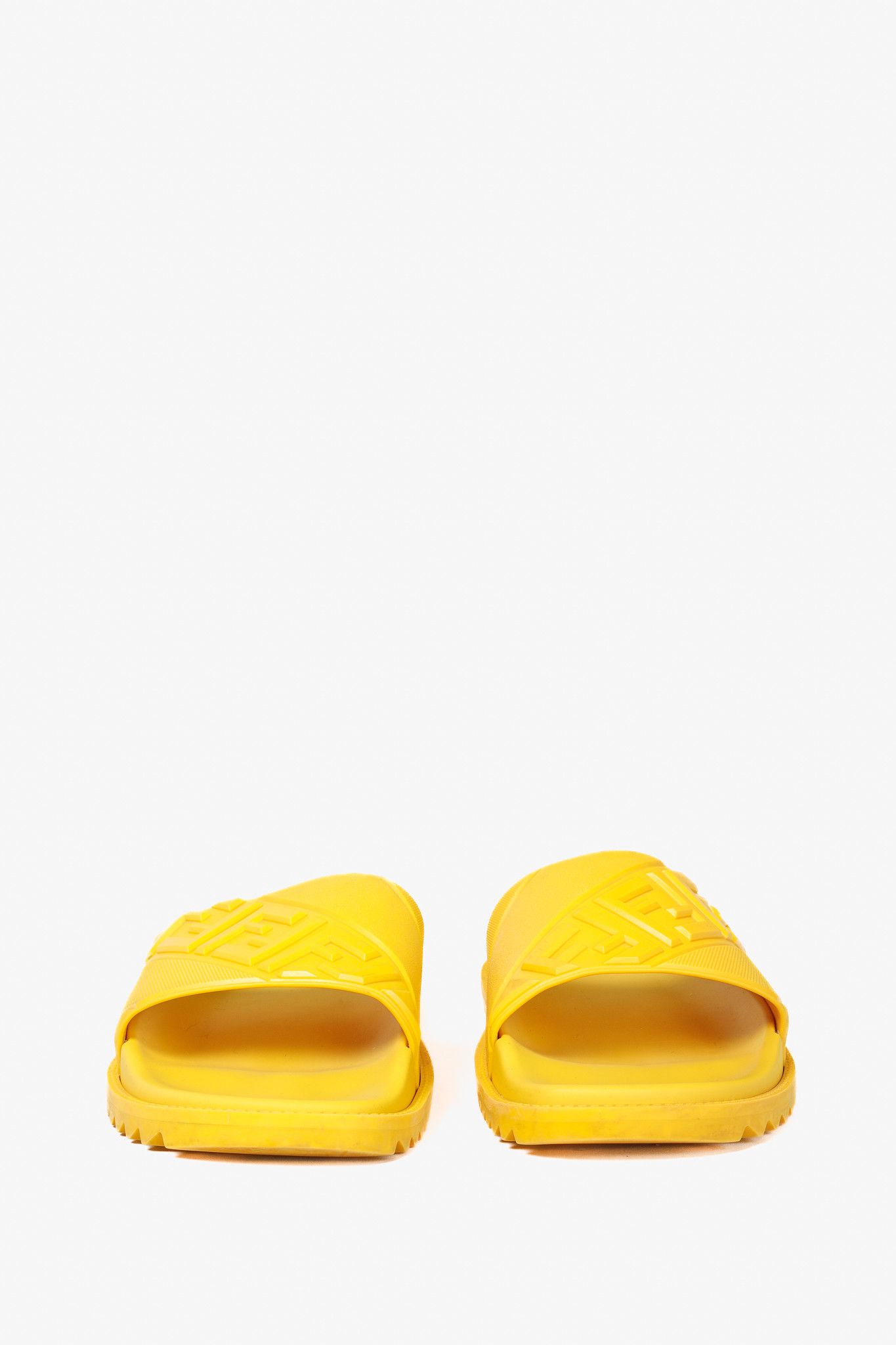 Fendi Fendi FF Logo Rubber Beach Slip-On Slides in Yellow Size US 10 / EU 43 - 3 Thumbnail