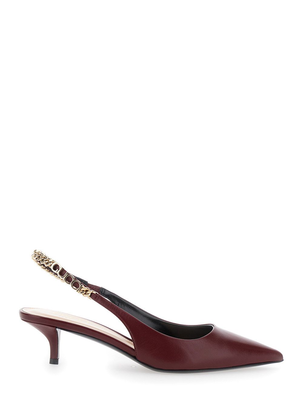 Gucci 'signoria' Red Ancora Slingback Pumps With Lettering In Leather Woman Shoes, Women's (Size 7)