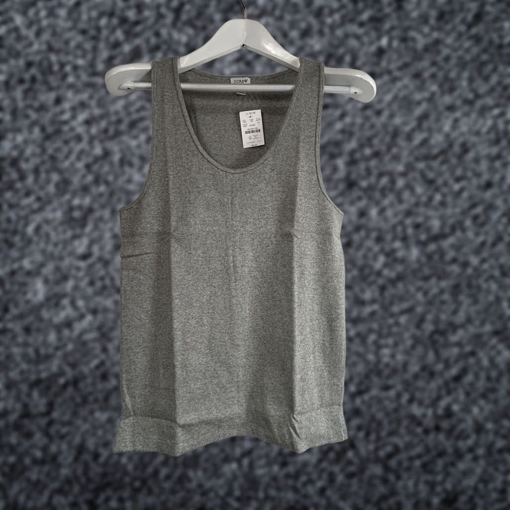 J.Crew J.Crew Women's Ribbed Cotton Tank Top 2X Gray Scoop Neck Casual Sleeveless Tank Top Size XXL / US 16-18 / IT 52-54 - 1 Thumbnail