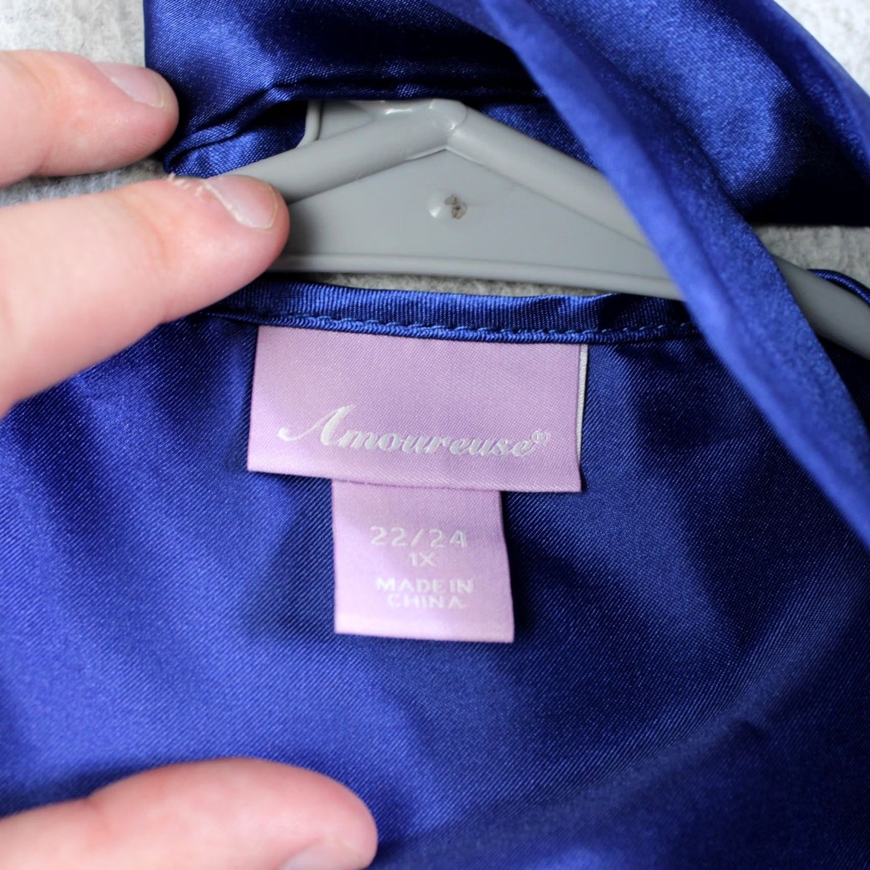 Vintage Amoureuse Blue Satin Kimono Robe & Nightgown Set 1X Women Belt 2 Piece Lingerie Sleepwear Size ONE SIZE - 3 Thumbnail