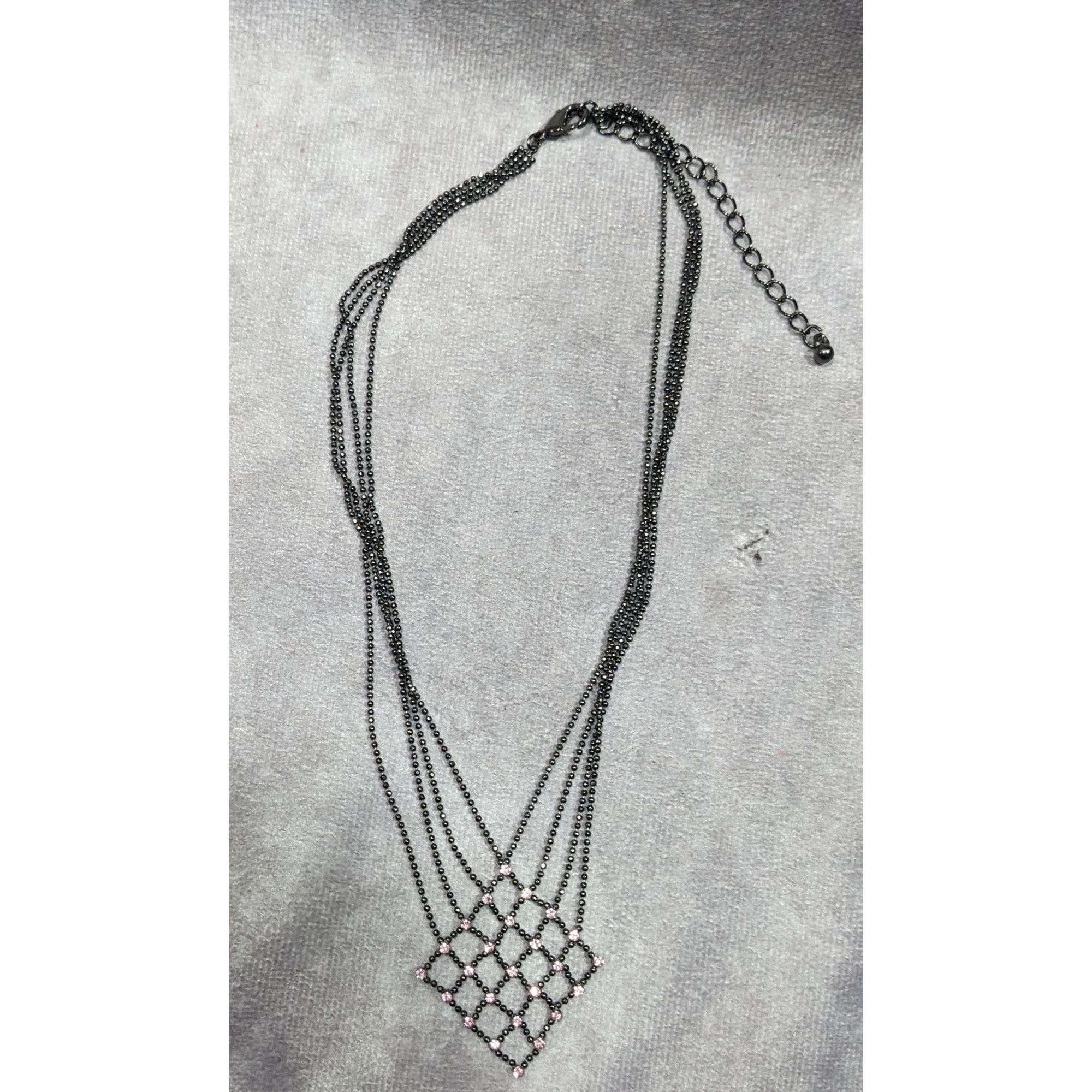Other Pastel Goth Pink Rhinestone Chain Lattice Necklace Size ONE SIZE - 4 Thumbnail