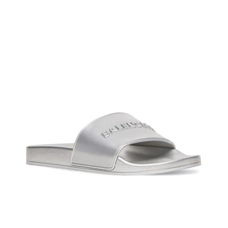 Balenciaga o1la1rc1a0425 Pool Slide Sandasl Metallic in Silver Size US 8 / EU 41 - 4 Thumbnail