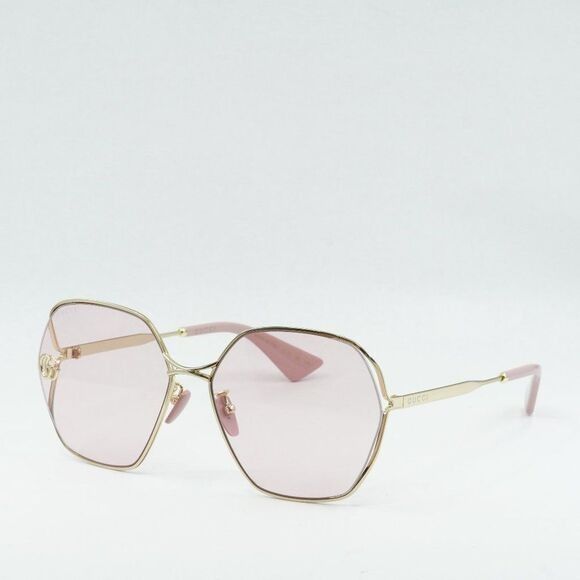 Gucci GG0818SA 003 Sunglasses Gold Geometric Frame