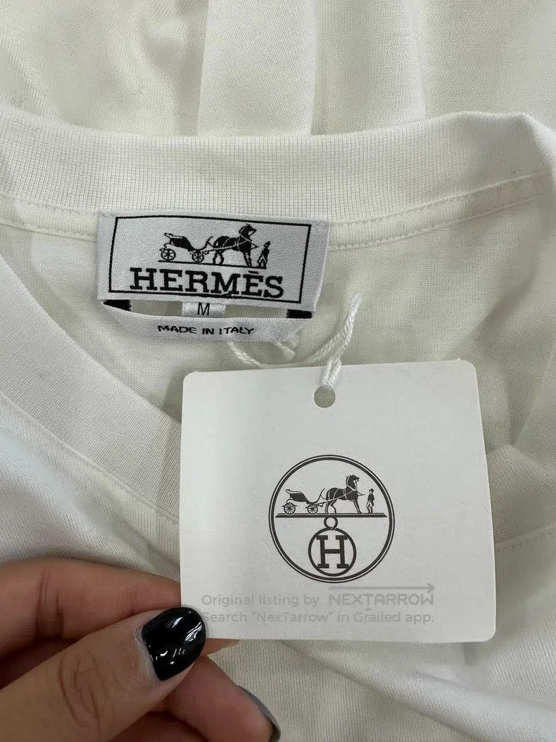 Hermes Hermes Printed White T-Shirt Size US M / EU 48-50 / 2 - 4 Thumbnail