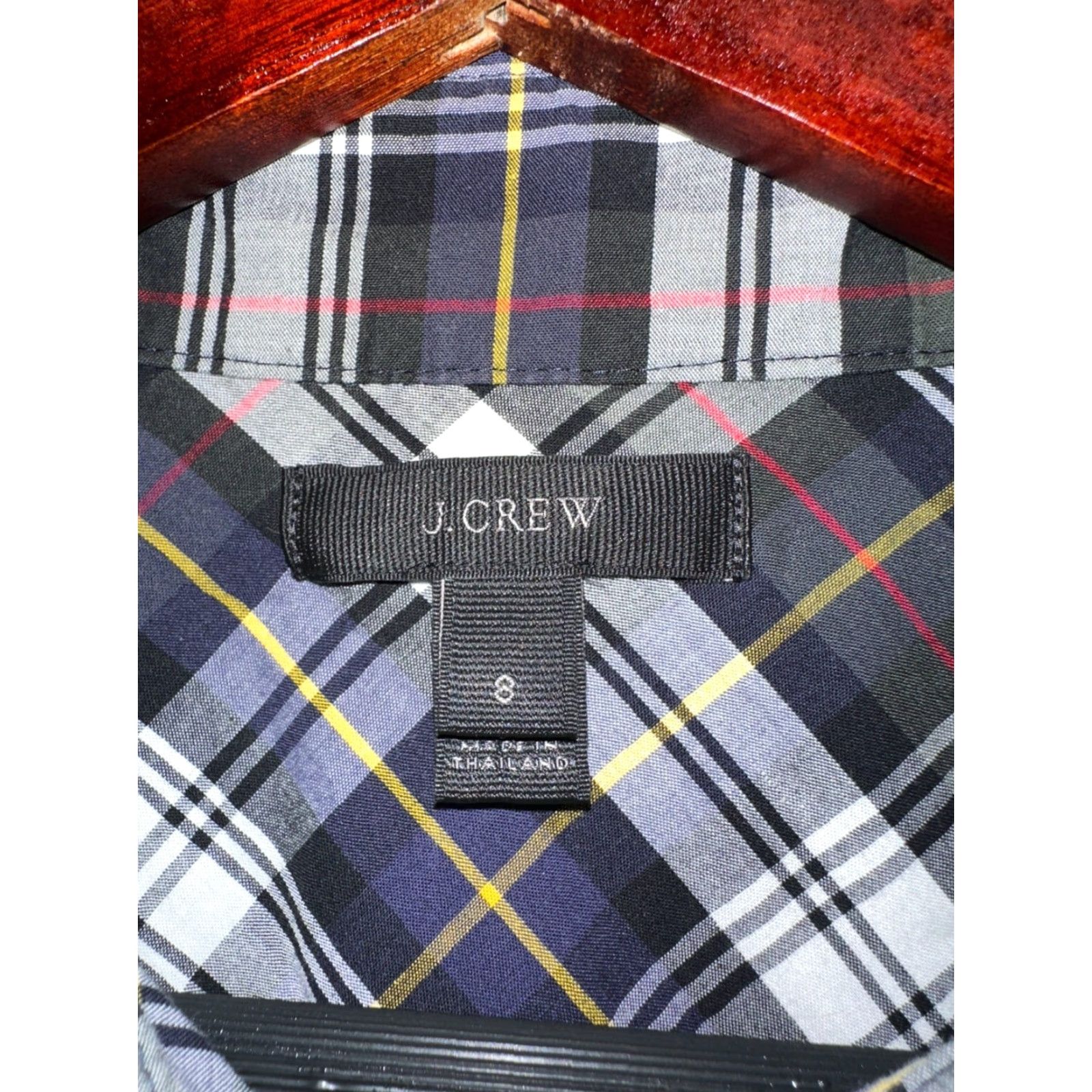 J.Crew J.CREW Shirt Womens 8 Forest Plaid Long Sleeve Button Up Pocket Shrunken/Regular Fit Size M / US 6-8 / IT 42-44 - 4 Thumbnail