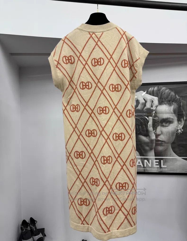 Hermes Hermes Beige Printed Cashmere Knit Dress Size XXS / US 00 / IT 34 - 3 Thumbnail