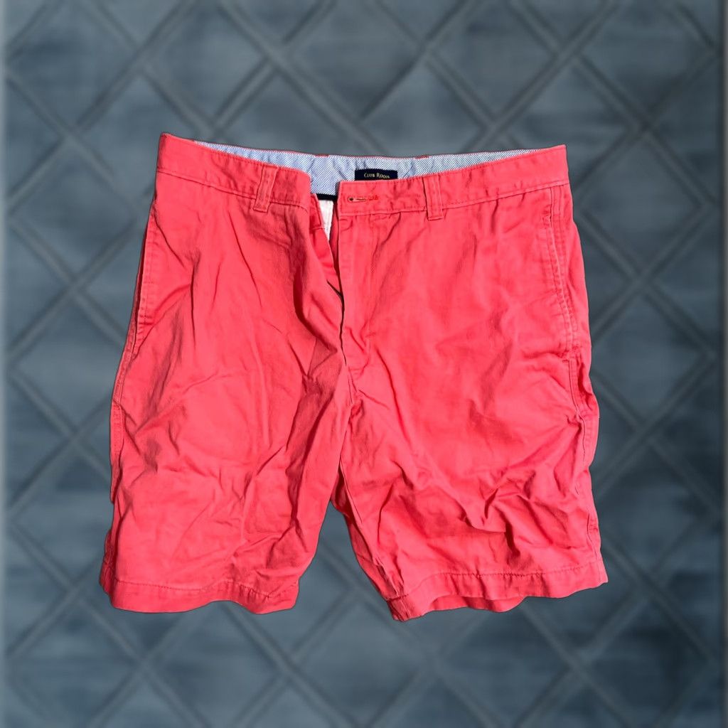 Club Room Club Room Chino Shorts Bermuda Mens Slim/Classic Fit Zip Pockets Salmon Size 34 Size US 34 / EU 50 - 1 Thumbnail