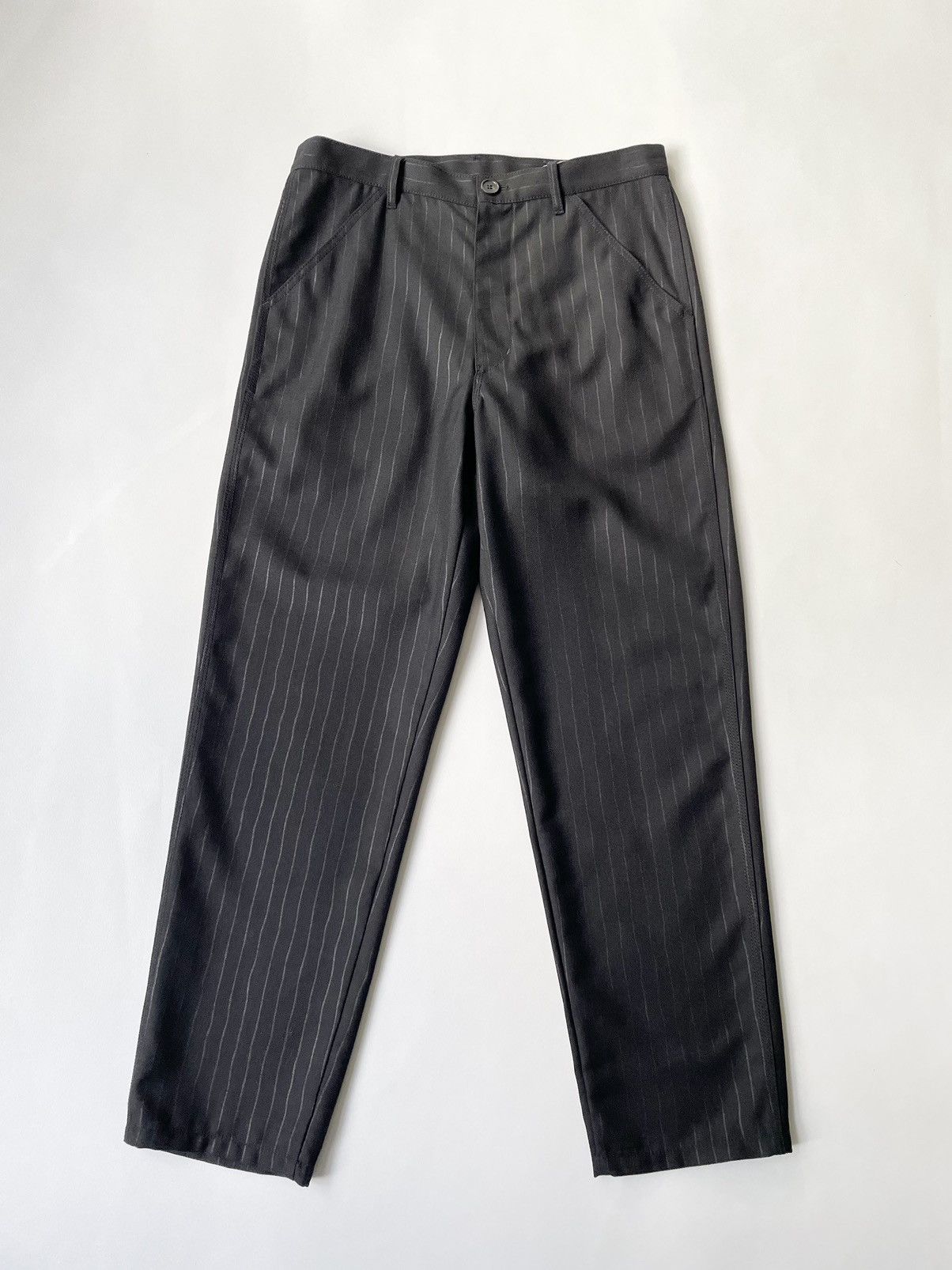 Comme des Garcons Black Pinstripe Wool Utility Trousers Size US 32 / EU 48 - 1 Thumbnail