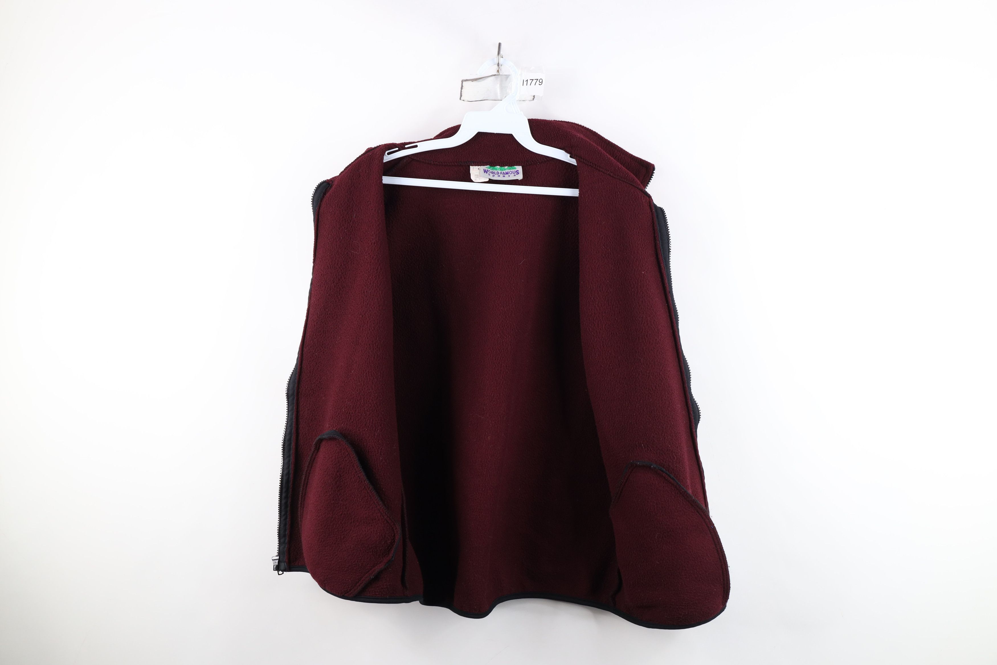 Vintage Vintage 90s Streetwear Full Zip Vest Jacket Burgundy USA Size US L / EU 52-54 / 3 - 11 Thumbnail