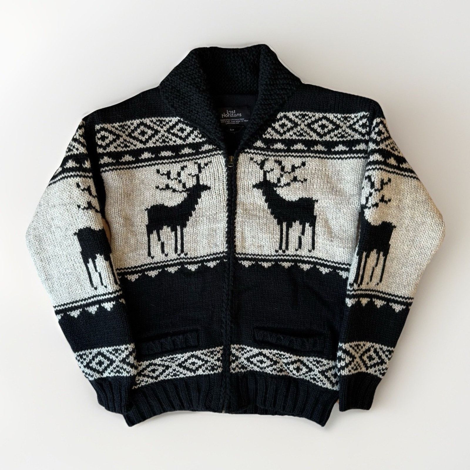 Other Lost Horizons Sweater Small Multicolor Wool Cowichan Deer Size US S / EU 44-46 / 1 - 1 Thumbnail