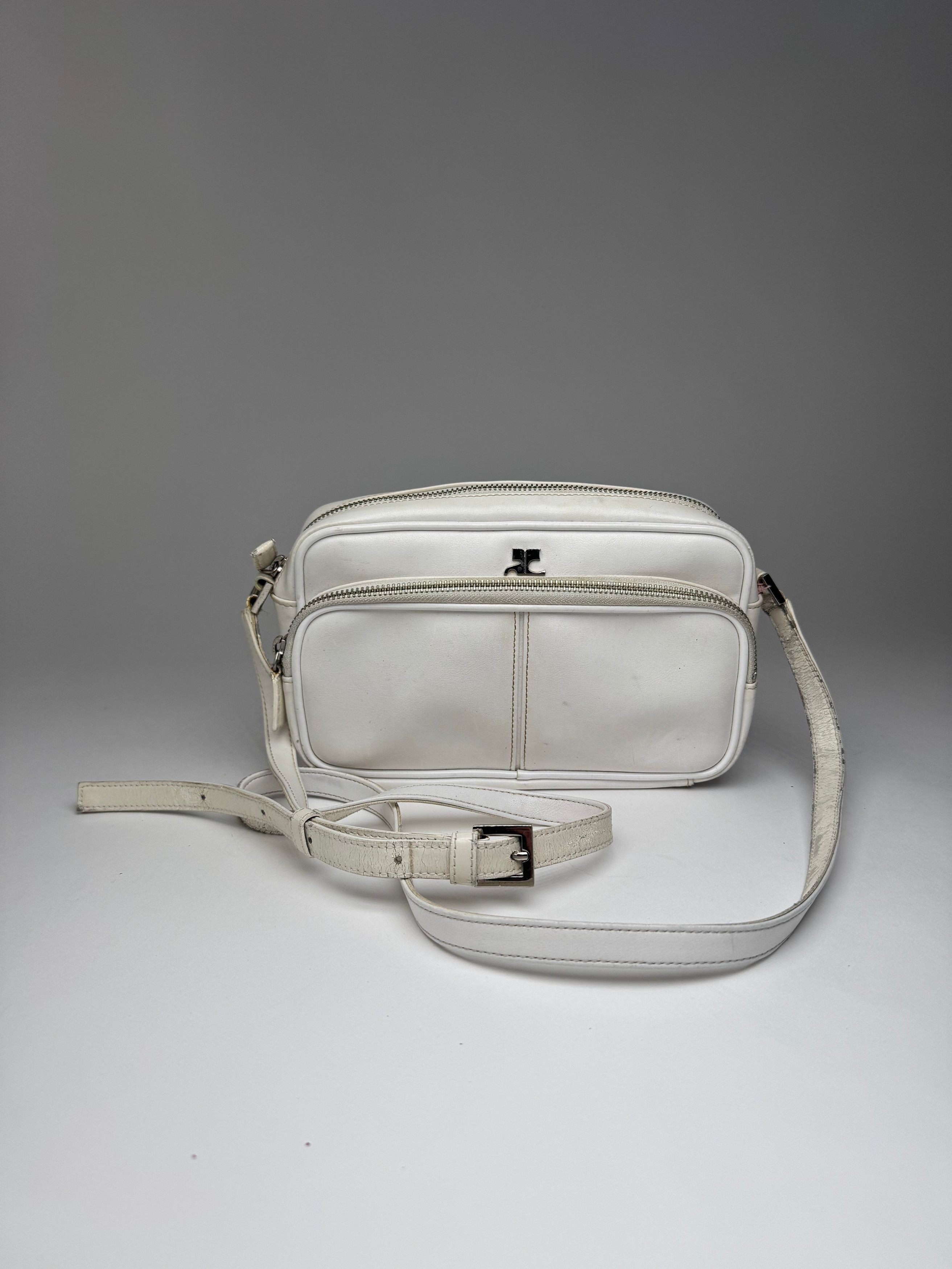 Courreges Vintage Paris Leather Crossbody Bag White Size ONE SIZE - 1 Thumbnail