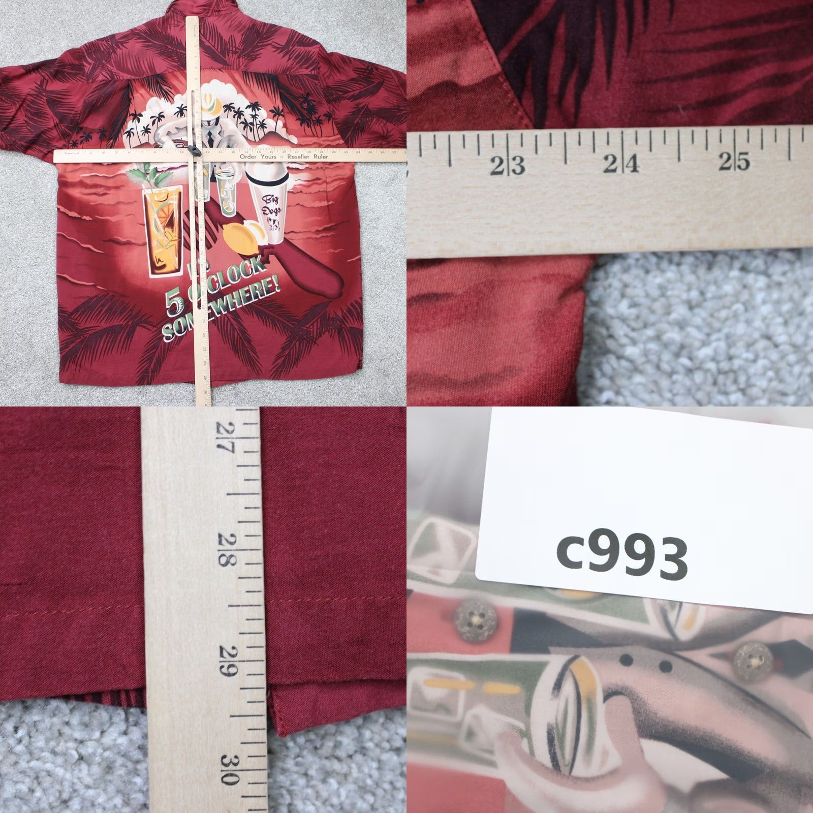 Big Dogs VTG Big Dogs Shirt Mens Medium Red Hawaiian Rayon Short Sleeve Button-Up Collared S/S Graphic Print Beach Hawaii Theme Made in Bangladesh Mens Size US M / EU 48-50 / 2 - 8 Thumbnail