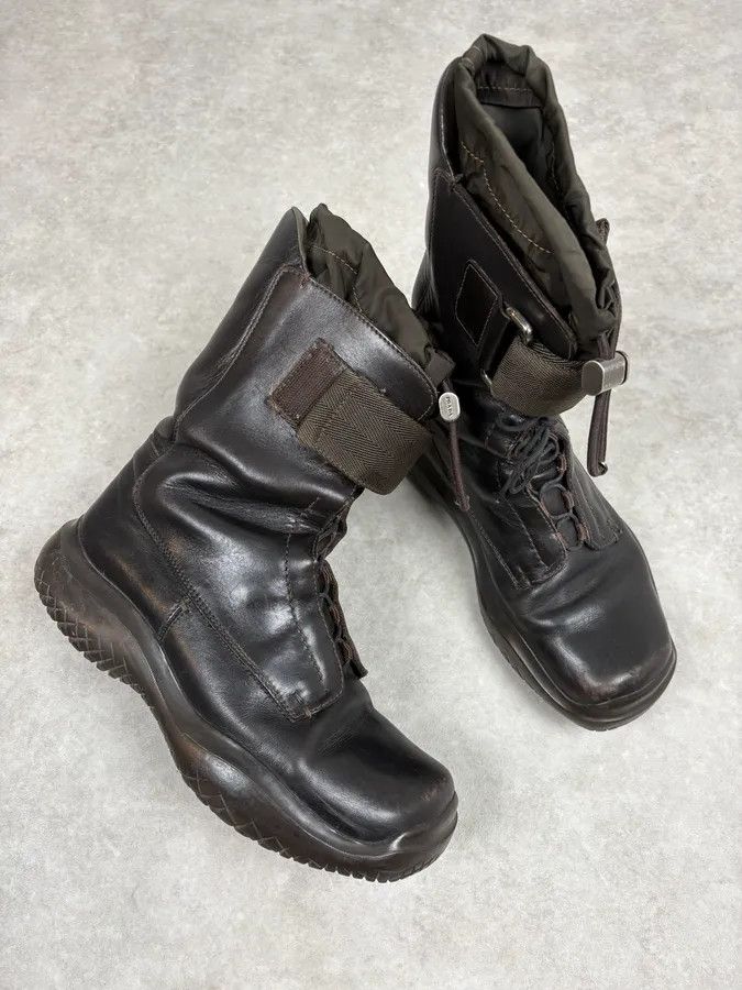 Prada FW1999 Prada Dark Brown Leather Straps Vibram High Boots Size US 7 / EU 40 - 7 Thumbnail